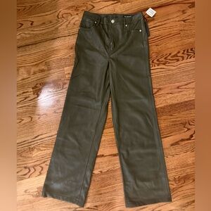 Blank nyc Franklin Rib Cage W Leg / Green Leather Like Material / Size 26 / NWT